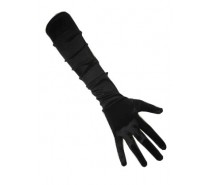 Handschoenen: Satijn zwart 48 cm een maat